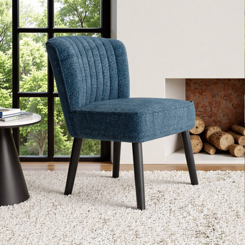 Fauteuil d'appoint Small Space Boucle: Fauteuil rembourré moderne, Marine