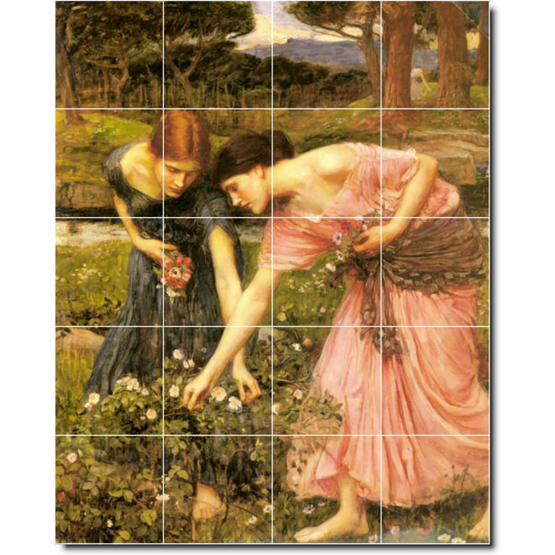 Carreau de peinture murale 32 po x 40 po 8 po x 8 po, John Waterhouse, peinture de femme W09385