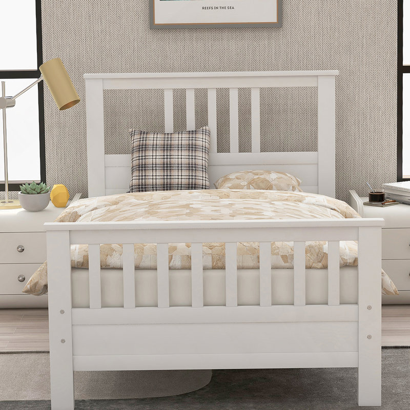 Lit plateforme en bois avec tête et pied de lit, Simple