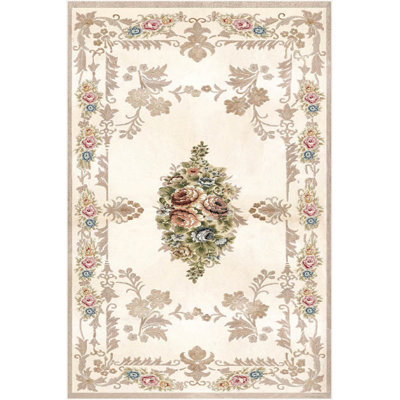 Luxueux tapis en velours de 5,2 x 7,5 pi | Tissu 100% velours, semelle 100% coton, hauteur des poils de 0,4 po | Antibactérien, antidérapant, lavable à la machine | Impression numérique 3D élégante, parfaite pour le décor du salon et de la chambre à coucher