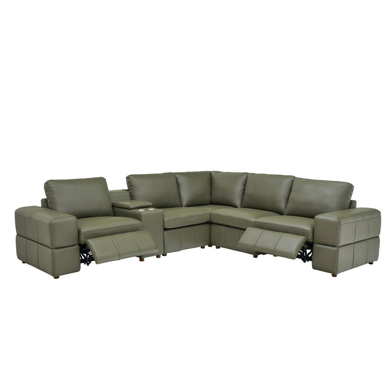 Canapé modulaire en cuir Thampstra, Olive Leather Match