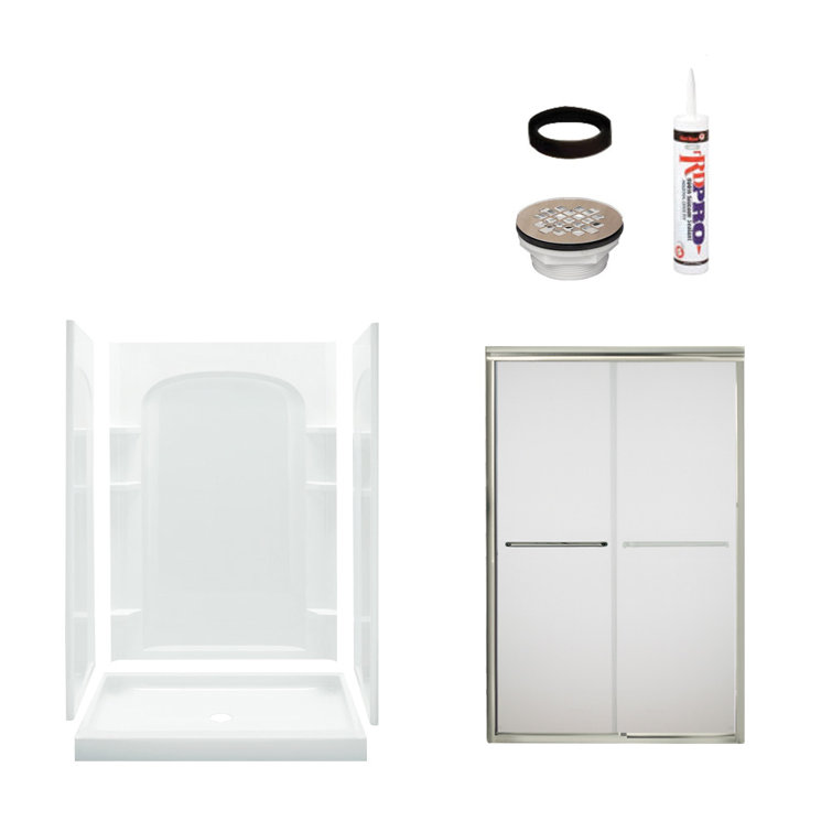 Ensemble 48" W x 75.75" H Framed Rectangle Sliding Shower Stall and Base Included