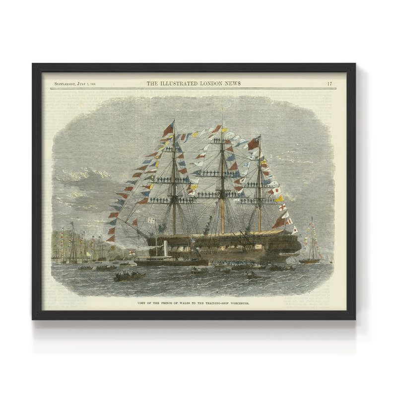 Antique Clipper Ship I - impression encadrée - réarmable, H 8 po x l 10 po, Noir, noir, noir, noir