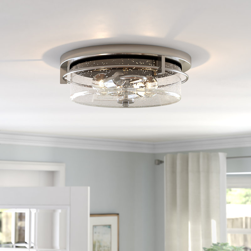 Antonia Glass Flush Mount, Satin Nickel