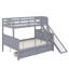 Lit simple superposé au dessus d'un lit double avec 2 tiroirs, glissière, tablettes, échelle-1985240942