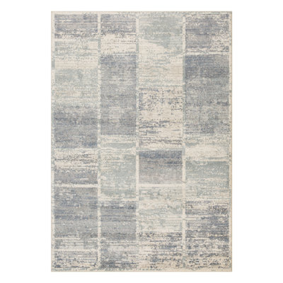 Tapis bleu clair tissé à la machine 2 pi x 3 pi avec frange