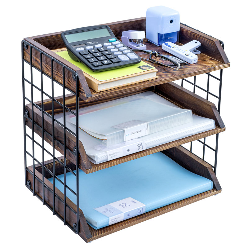 Metal Solid Wood Paper Organiser