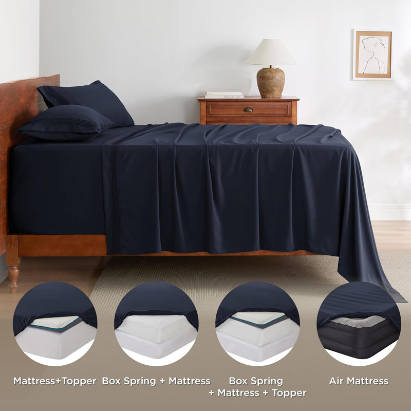 Bedsure Deep Pocket Sheet Set - Fits Mattresses Up to 21 Inches Thick -  GentleSoft Bed Sheet set, Moisture Wicking, Soft & Cooling Bed Sheet & Pillowcases, Easy & Secure Fit