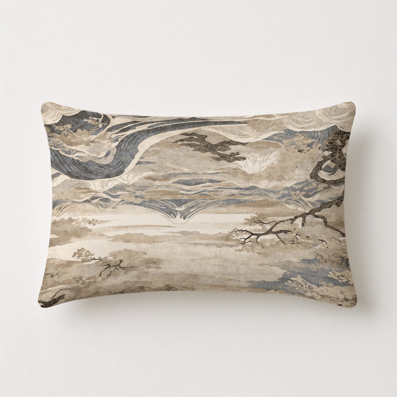 Elegant Waves Indoor And Outdoor Throw Pillow, Rectangle 20"H x 14"W