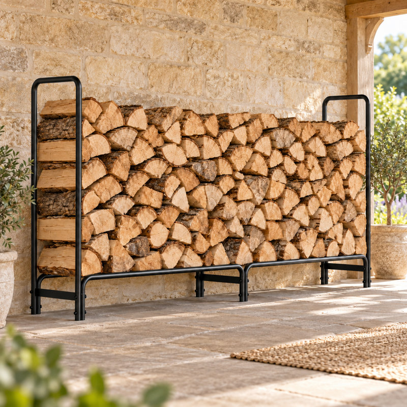 Amazyn 232.7 cm Metal Log Store Freestanding Indoor & Outdoor Firewood Rack