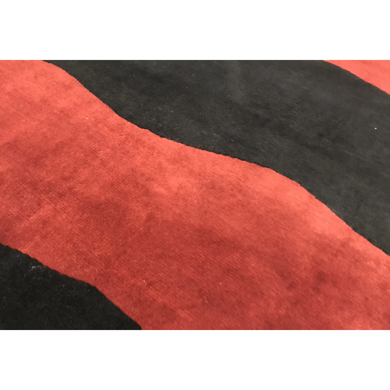Hand-Knotted High-Quality Red and Black Area Rug