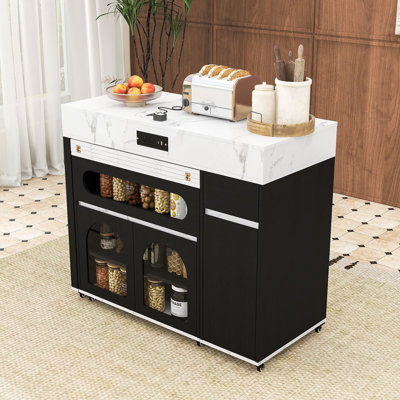 Kitchen Island with Drawers, Power Outlet and Storage Cabinet