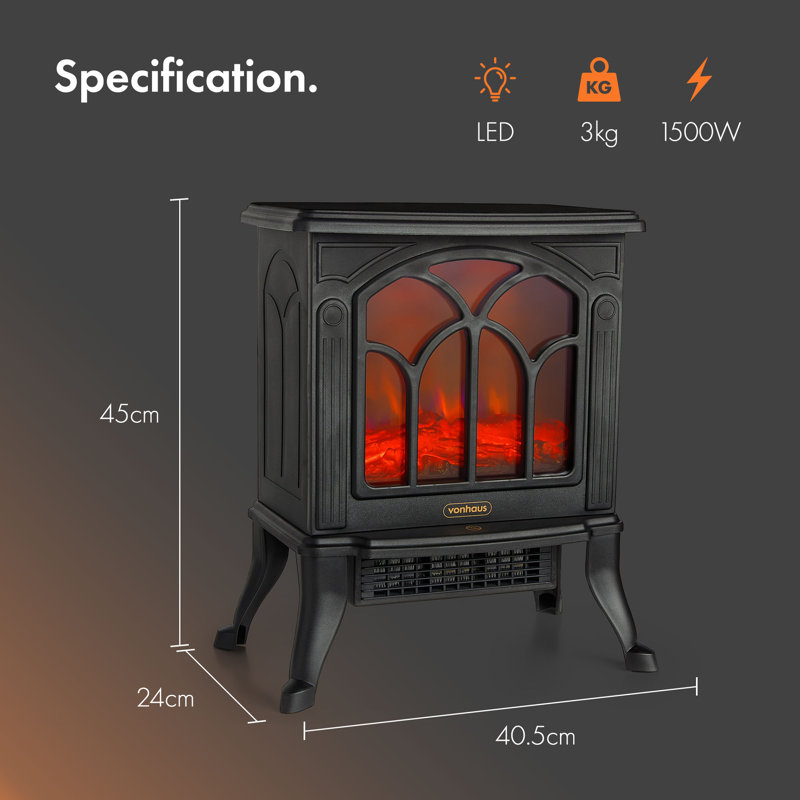 VonHaus 40.5cm W Black Electric Stove