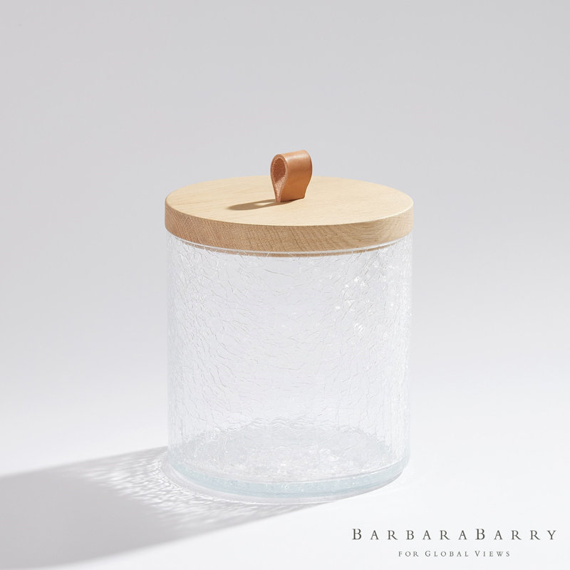 Crackle Glass Canister w/Lid, 88 oz