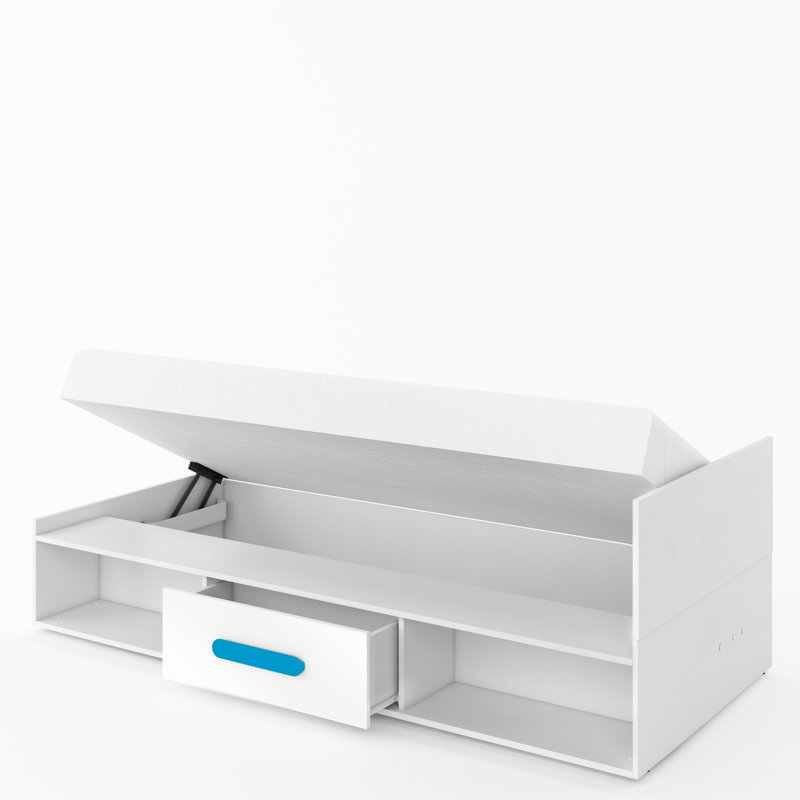 Ottoman Storage Bed with Mattress, Blue
