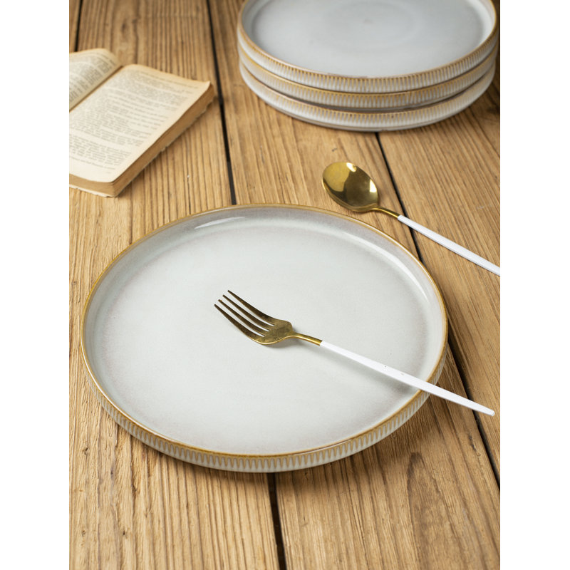 12 Piece Stoneware Dinnerware Set - Service for 4, Cappuccino White