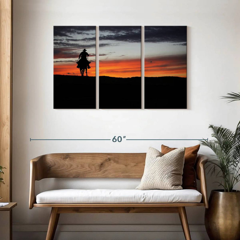 Lelar Cowboy At Dusk, 28" H x 45" W
