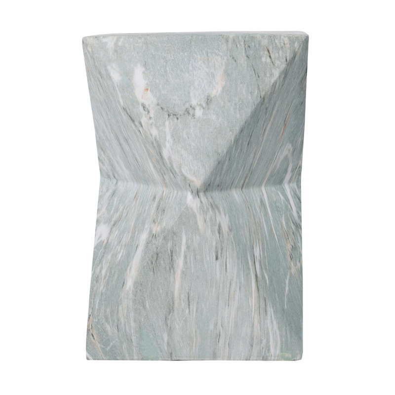 Eos 18.5"H Modern Geometric MGO Side Table with Faux Marble Finish, Green Marble