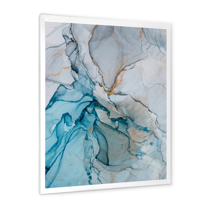 «Gray Meets Blue Marble Art Ripples III», reproduction d'art moderne sur toile, H 44 po x l 34 po x P 1,5 po
