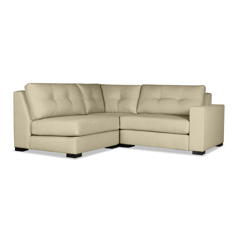 Canapé modulaire Seda, 100 % lin blanc cassé, Orienté vers la droite