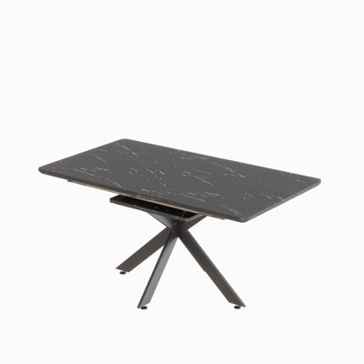 62.4"-78.15" Extendable Black Dining Table, Modern X Legs