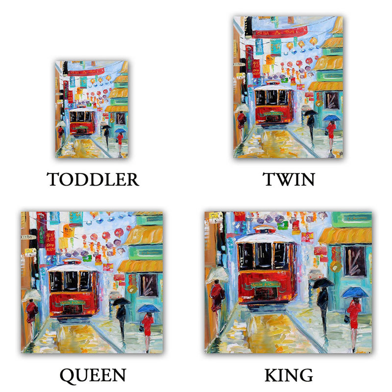 Ensemble de housse de couette china town, 1 housse de couette grand + 2 taies standards