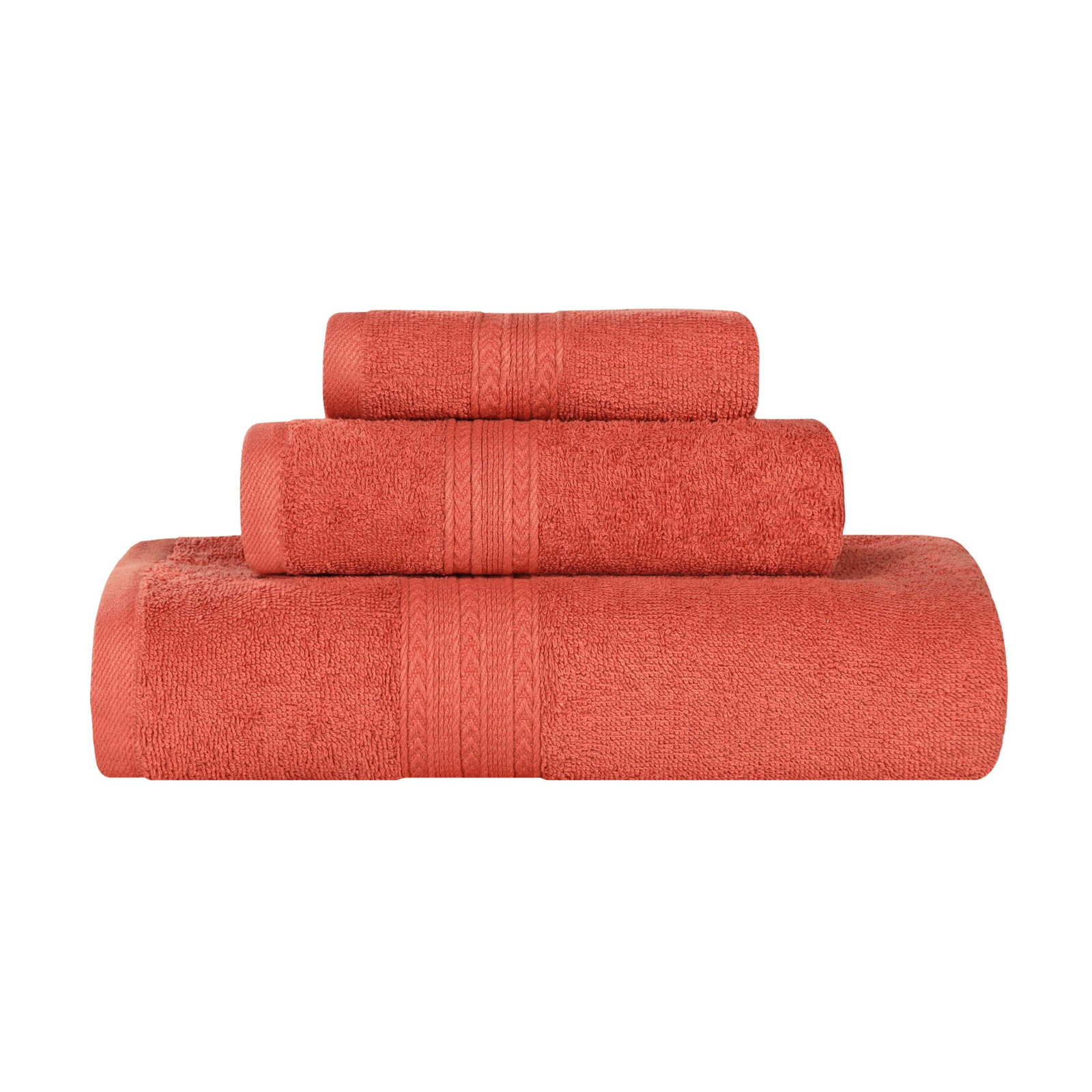 Asleigh 3-Piece Chevron Cotton Towel Set, Rust