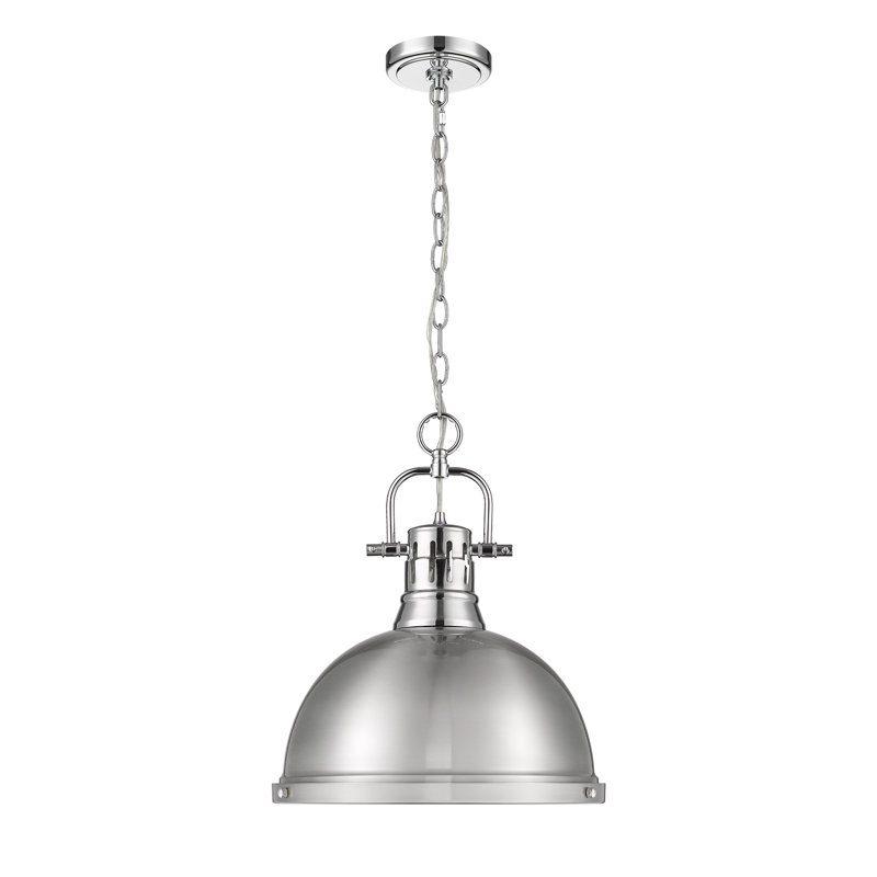 Luminaire suspendu en forme de dôme 1 lumière Alethia, Étain, Chrome