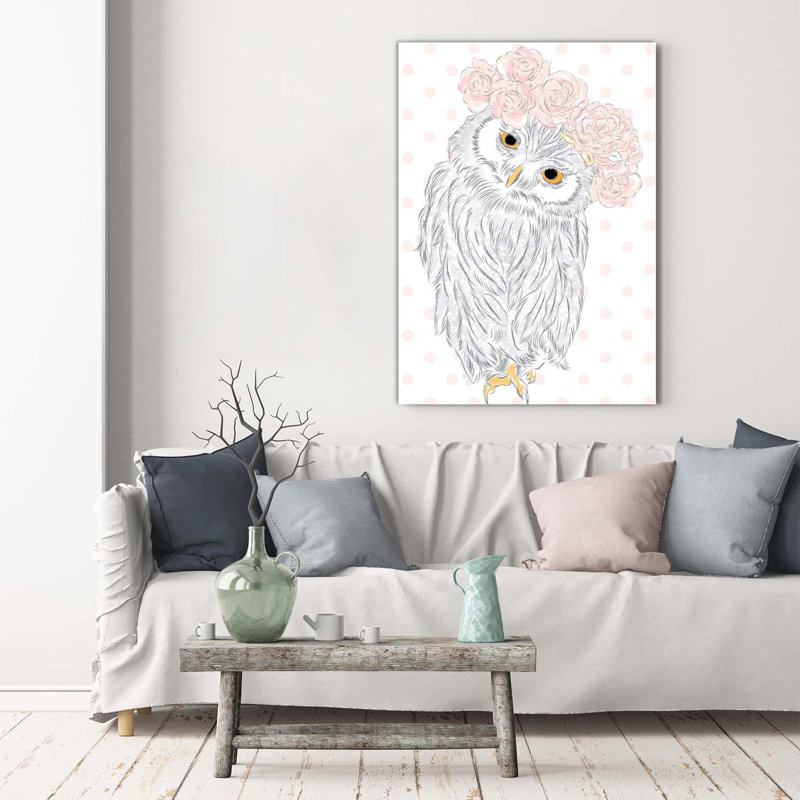 Owl In A Wreath - Wrapped Canvas Print