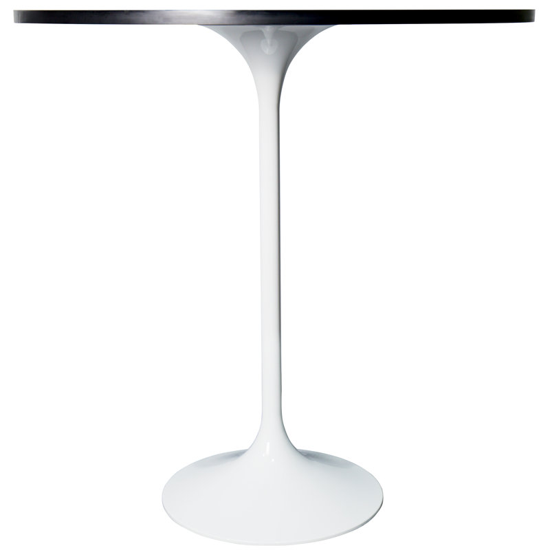  Table de salle à manger ronde de 36 po de hauteur avec plateau en panneau de fibres à densité moyenne et base en acier blanc