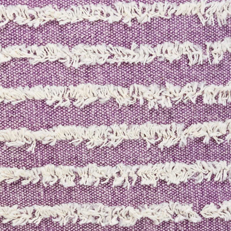 Club Double Rectangular Striped Fringed Cotton Throw Pillow Cover, Purple Striped 3, Polyester