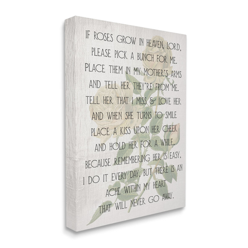 «If Roses Grow In Heaven», Plaque murale, H 48 po x l 36 po