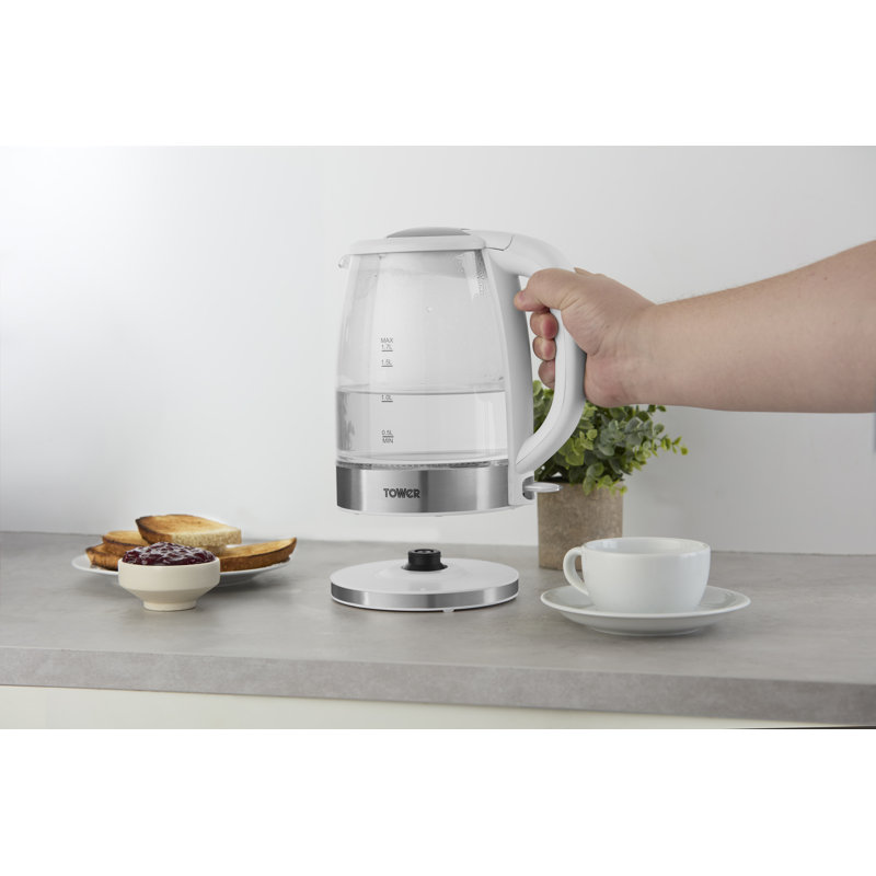 Tower Presto Kitchen Set, 1.7L Illuminating Glass Kettle 2200W and 2 Slice Toaster with 6 Browning Levels