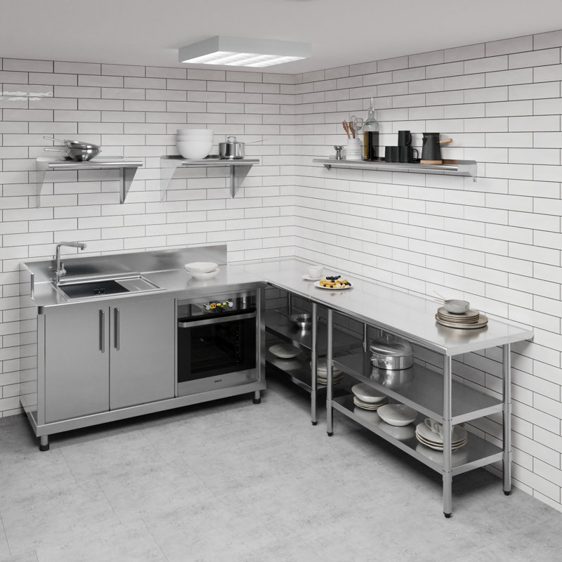 60" Stainless Steel Wall Shelf with Brackets