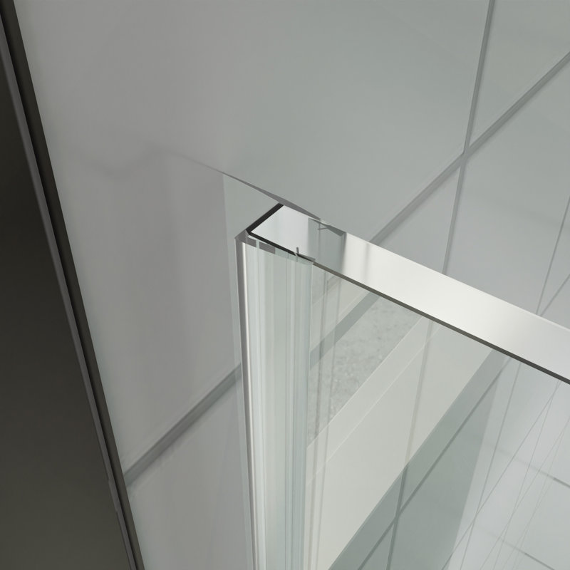 Porte de douche sans cadre l 28 po x H 72 po, verre trempé 3/8 po (10 mm), balançoire simple articulée, installation réversible