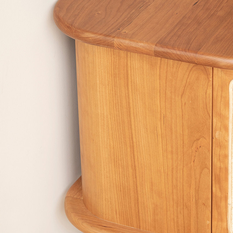 Meuble télé avec verre en rotin de bois, Brun clair / Burlywood, 78.74"