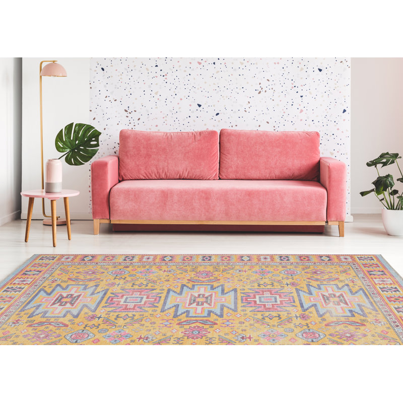 Laurel Sivas Machine Woven Polyester Area Rug in Yellow, Rectangle 8' x 10'