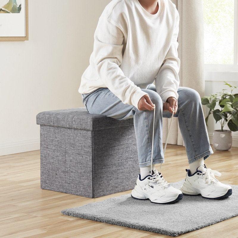 Repose-pieds carré avec rangement de 15 po - Ensemble de 2, Gris