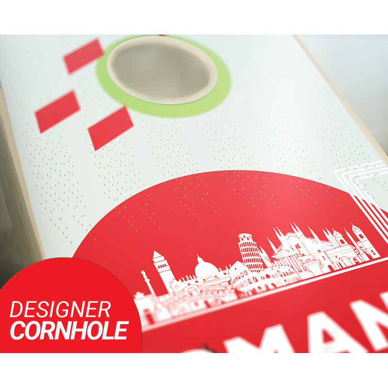 Ensemble 10 pièces cornhole nom italien avec sacs, Oui, Rouge / jaune