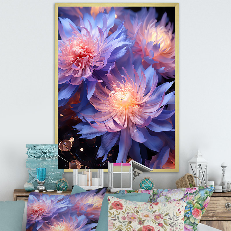 Impression sur toile Dreamy Mauve, H 32 po x l 16 po x P 1 po, Cadre doré simple