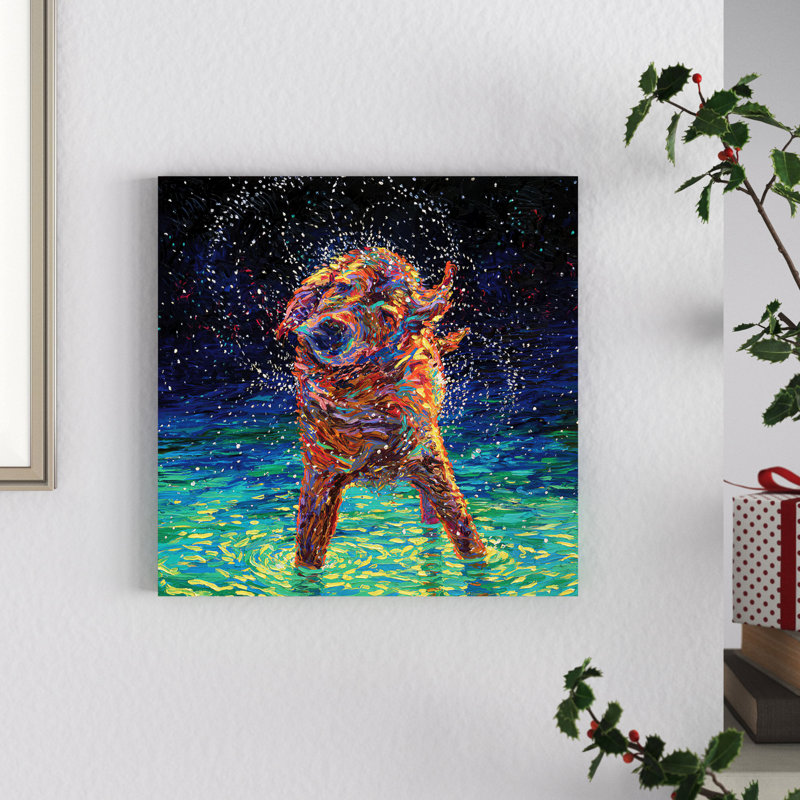 « Moonlight Swim » par Iris Scott - reproduction, H 12 po x l 12 po x P 0,75 po, Toile tendue