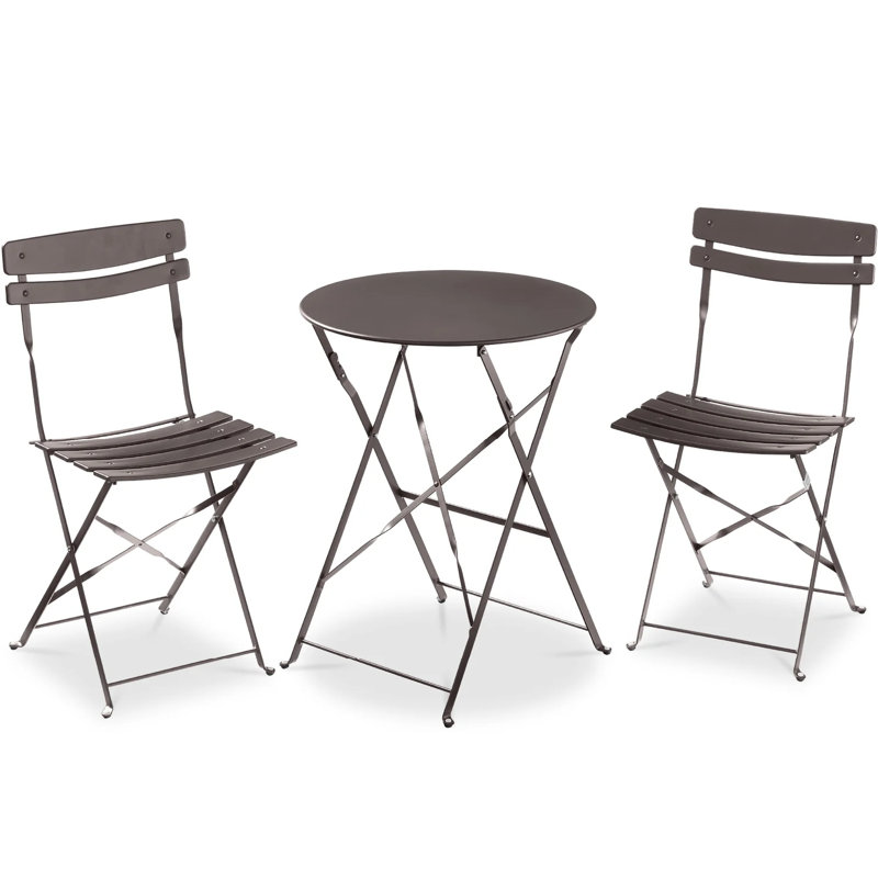 Folding Patio Bistro Set, Taupe