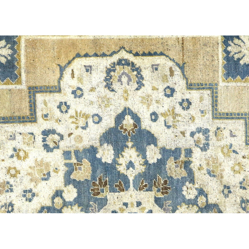 One-of-a-Kind Hand-Knotted 1960s 7'1" x 12'5" Wool Area Rug in Beige/Blue/Ivory