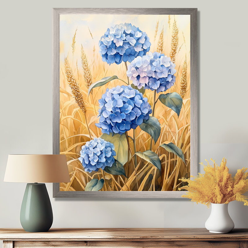 Annawan - Art mural sur toile à motif floral, Argent argent, H 20 po x l 12 po, Reproduction encadrée sans passe-partout