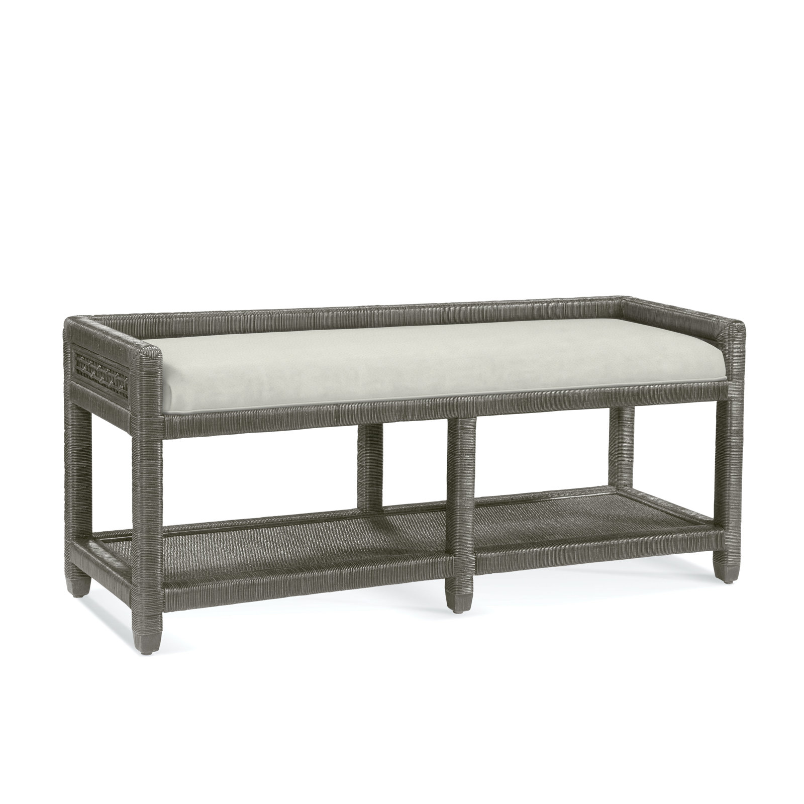 Silvio 54" Storage Bench, Greystone, White Sugar Performance; 0863-91