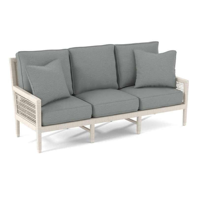 Pine Isle 76" Square Arm Sofa with Reversible Cushions, Bisque, Glacier Blue Textured; 0805-54