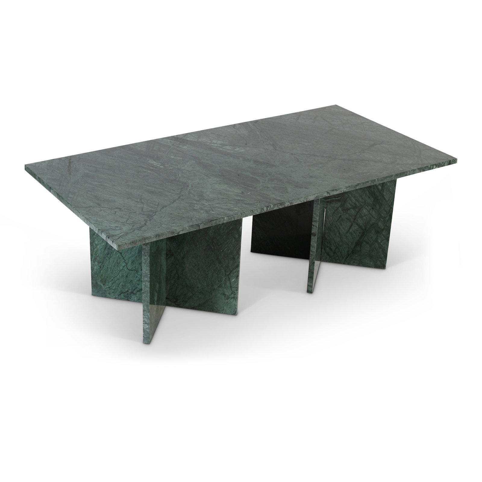Verona 48" Genuine Marble Coffee Table, Green Marble