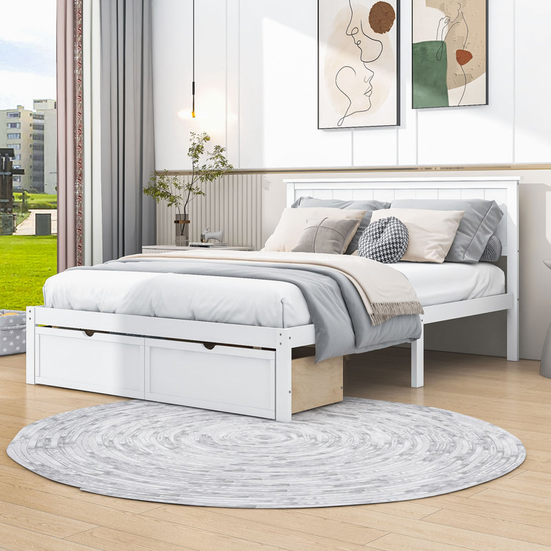 Platform Storage Bed, White