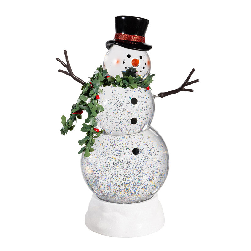 Décoration de table lanterne DEL en forme de bonhomme de neige avec bras à ressorts
