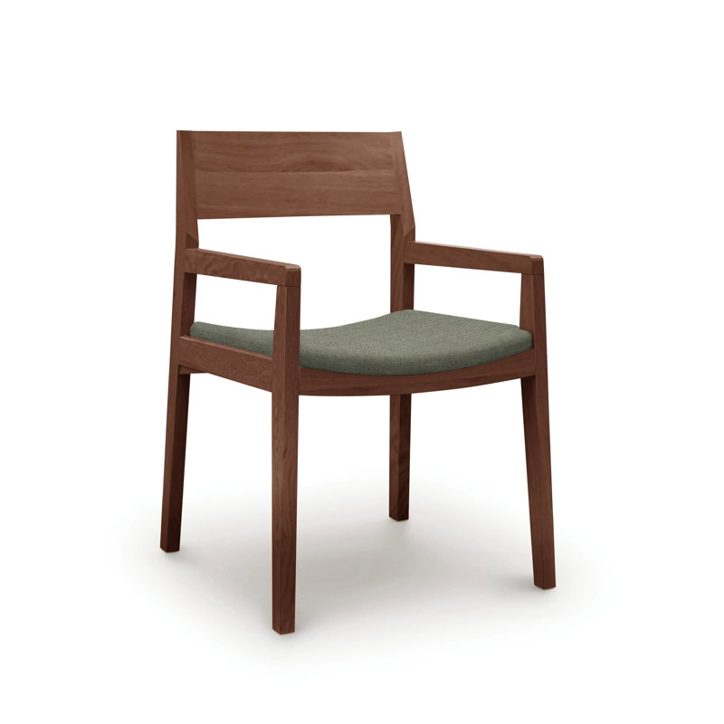Iso Microsuede Arm Chair, Onyx Microsuede, Natural Walnut
